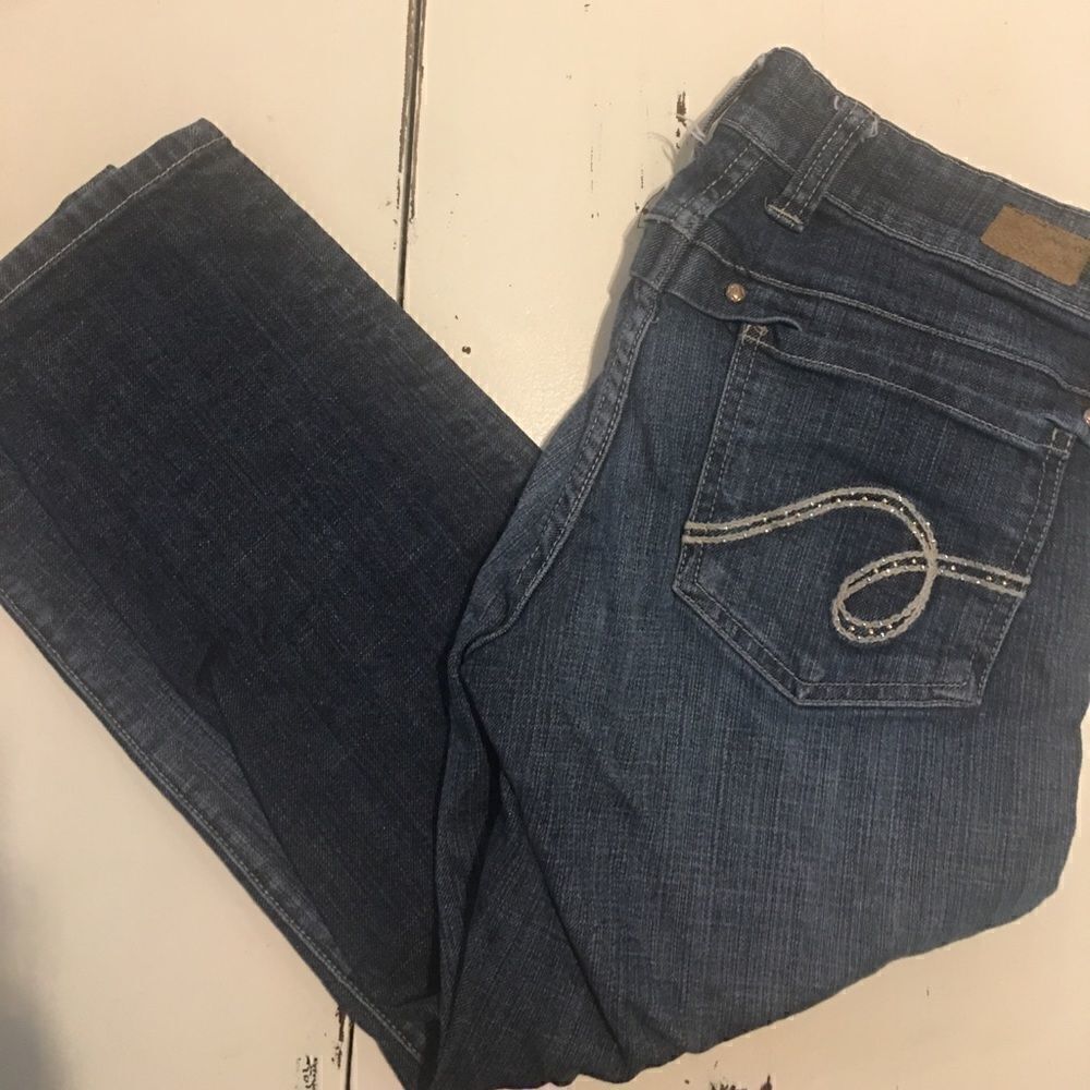 STS Size 27 blue capri jeans Rhinestone Pockets vintage
